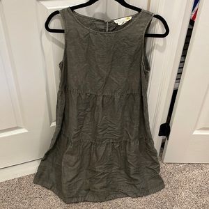 Olive green C&C California linen summer dress